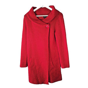 Adrienne Vittadini Women's Red Wool Blend Long Cardigan Jacket Size Small